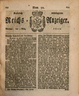 Kaiserlich privilegirter Reichs-Anzeiger (Allgemeiner Anzeiger der Deutschen) Montag 3. März 1800