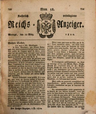 Kaiserlich privilegirter Reichs-Anzeiger (Allgemeiner Anzeiger der Deutschen) Montag 10. März 1800