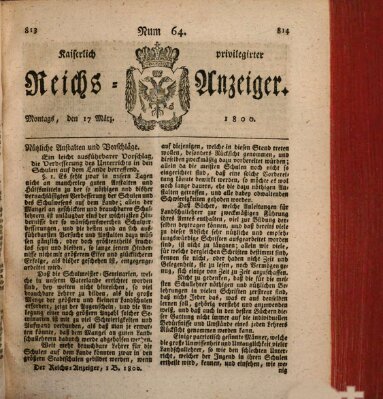 Kaiserlich privilegirter Reichs-Anzeiger (Allgemeiner Anzeiger der Deutschen) Montag 17. März 1800