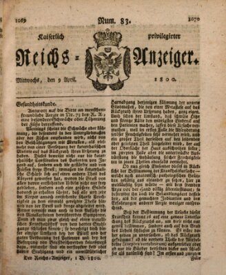 Kaiserlich privilegirter Reichs-Anzeiger (Allgemeiner Anzeiger der Deutschen) Mittwoch 9. April 1800