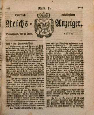 Kaiserlich privilegirter Reichs-Anzeiger (Allgemeiner Anzeiger der Deutschen) Donnerstag 10. April 1800