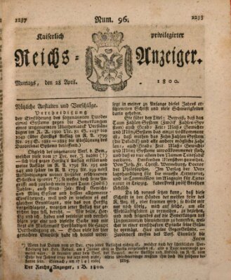 Kaiserlich privilegirter Reichs-Anzeiger (Allgemeiner Anzeiger der Deutschen) Montag 28. April 1800