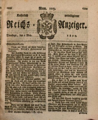 Kaiserlich privilegirter Reichs-Anzeiger (Allgemeiner Anzeiger der Deutschen) Dienstag 6. Mai 1800