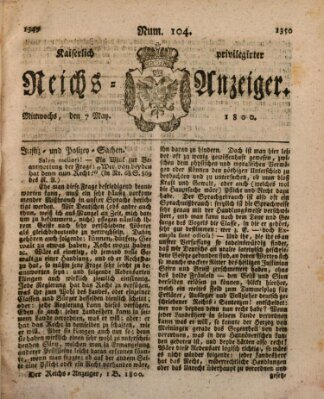 Kaiserlich privilegirter Reichs-Anzeiger (Allgemeiner Anzeiger der Deutschen) Mittwoch 7. Mai 1800
