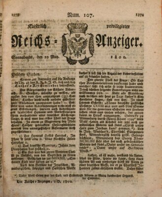 Kaiserlich privilegirter Reichs-Anzeiger (Allgemeiner Anzeiger der Deutschen) Samstag 10. Mai 1800