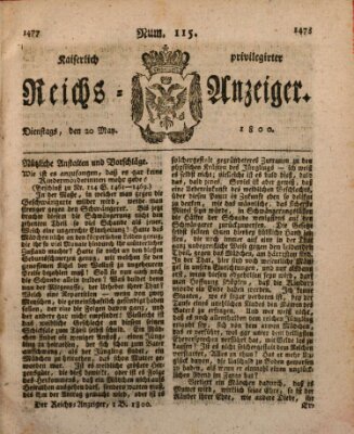 Kaiserlich privilegirter Reichs-Anzeiger (Allgemeiner Anzeiger der Deutschen) Dienstag 20. Mai 1800