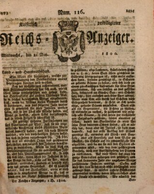 Kaiserlich privilegirter Reichs-Anzeiger (Allgemeiner Anzeiger der Deutschen) Mittwoch 21. Mai 1800