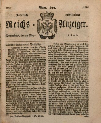 Kaiserlich privilegirter Reichs-Anzeiger (Allgemeiner Anzeiger der Deutschen) Donnerstag 29. Mai 1800