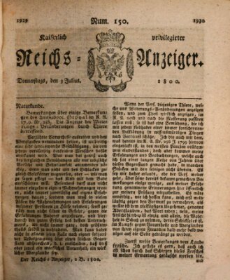 Kaiserlich privilegirter Reichs-Anzeiger (Allgemeiner Anzeiger der Deutschen) Donnerstag 3. Juli 1800