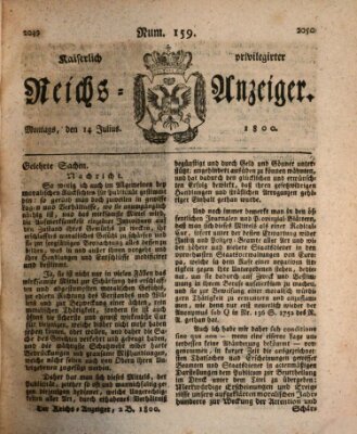 Kaiserlich privilegirter Reichs-Anzeiger (Allgemeiner Anzeiger der Deutschen) Montag 14. Juli 1800