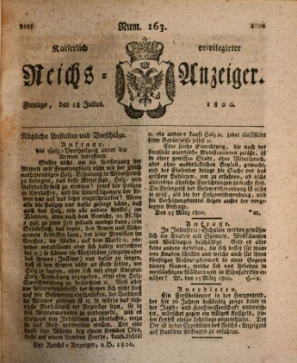 Kaiserlich privilegirter Reichs-Anzeiger (Allgemeiner Anzeiger der Deutschen) Freitag 18. Juli 1800