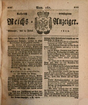 Kaiserlich privilegirter Reichs-Anzeiger (Allgemeiner Anzeiger der Deutschen) Mittwoch 23. Juli 1800