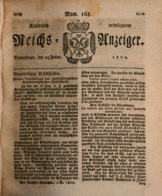 Kaiserlich privilegirter Reichs-Anzeiger (Allgemeiner Anzeiger der Deutschen) Donnerstag 24. Juli 1800