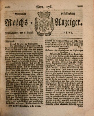 Kaiserlich privilegirter Reichs-Anzeiger (Allgemeiner Anzeiger der Deutschen) Samstag 2. August 1800