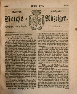 Kaiserlich privilegirter Reichs-Anzeiger (Allgemeiner Anzeiger der Deutschen) Dienstag 5. August 1800