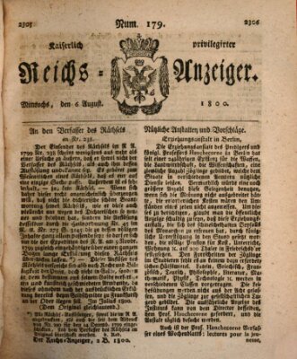 Kaiserlich privilegirter Reichs-Anzeiger (Allgemeiner Anzeiger der Deutschen) Mittwoch 6. August 1800