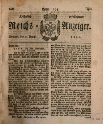 Kaiserlich privilegirter Reichs-Anzeiger (Allgemeiner Anzeiger der Deutschen) Montag 25. August 1800