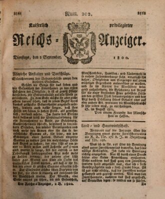 Kaiserlich privilegirter Reichs-Anzeiger (Allgemeiner Anzeiger der Deutschen) Dienstag 2. September 1800