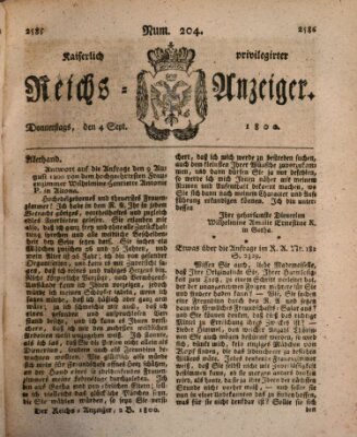 Kaiserlich privilegirter Reichs-Anzeiger (Allgemeiner Anzeiger der Deutschen) Donnerstag 4. September 1800