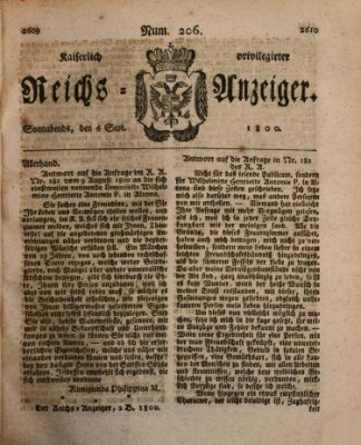 Kaiserlich privilegirter Reichs-Anzeiger (Allgemeiner Anzeiger der Deutschen) Samstag 6. September 1800