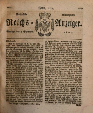 Kaiserlich privilegirter Reichs-Anzeiger (Allgemeiner Anzeiger der Deutschen) Montag 8. September 1800