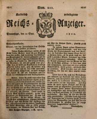 Kaiserlich privilegirter Reichs-Anzeiger (Allgemeiner Anzeiger der Deutschen) Donnerstag 25. September 1800