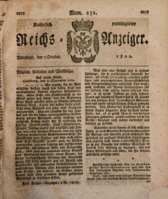 Kaiserlich privilegirter Reichs-Anzeiger (Allgemeiner Anzeiger der Deutschen) Dienstag 7. Oktober 1800