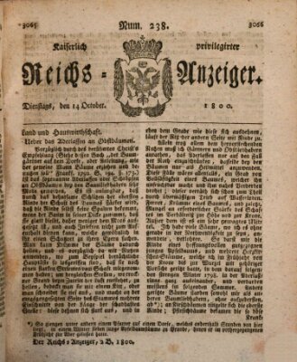 Kaiserlich privilegirter Reichs-Anzeiger (Allgemeiner Anzeiger der Deutschen) Dienstag 14. Oktober 1800