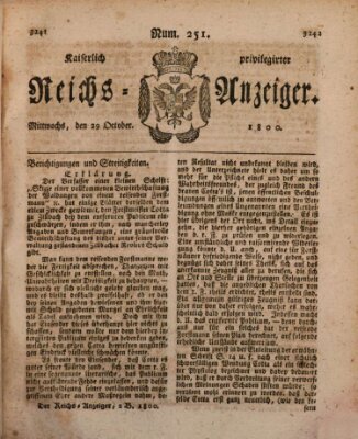 Kaiserlich privilegirter Reichs-Anzeiger (Allgemeiner Anzeiger der Deutschen) Mittwoch 29. Oktober 1800