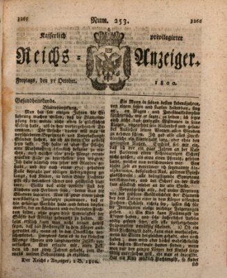 Kaiserlich privilegirter Reichs-Anzeiger (Allgemeiner Anzeiger der Deutschen) Freitag 31. Oktober 1800