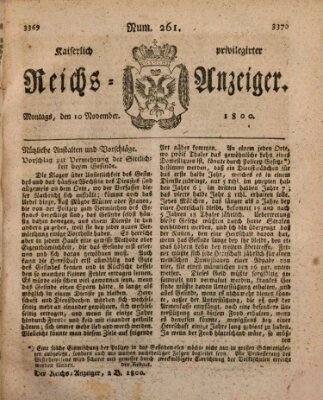 Kaiserlich privilegirter Reichs-Anzeiger (Allgemeiner Anzeiger der Deutschen) Montag 10. November 1800