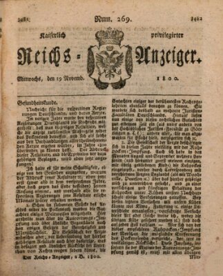 Kaiserlich privilegirter Reichs-Anzeiger (Allgemeiner Anzeiger der Deutschen) Mittwoch 19. November 1800