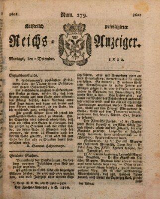 Kaiserlich privilegirter Reichs-Anzeiger (Allgemeiner Anzeiger der Deutschen) Montag 1. Dezember 1800