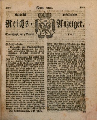 Kaiserlich privilegirter Reichs-Anzeiger (Allgemeiner Anzeiger der Deutschen) Donnerstag 4. Dezember 1800