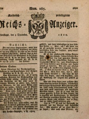 Kaiserlich privilegirter Reichs-Anzeiger (Allgemeiner Anzeiger der Deutschen) Dienstag 9. Dezember 1800