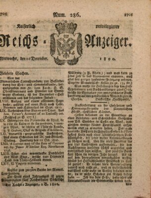 Kaiserlich privilegirter Reichs-Anzeiger (Allgemeiner Anzeiger der Deutschen) Mittwoch 10. Dezember 1800