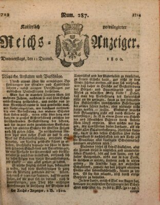 Kaiserlich privilegirter Reichs-Anzeiger (Allgemeiner Anzeiger der Deutschen) Donnerstag 11. Dezember 1800