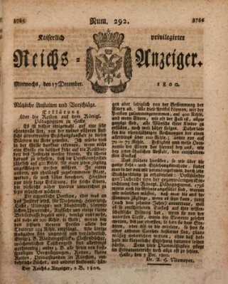 Kaiserlich privilegirter Reichs-Anzeiger (Allgemeiner Anzeiger der Deutschen) Mittwoch 17. Dezember 1800