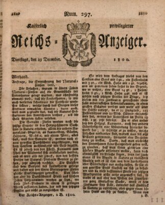 Kaiserlich privilegirter Reichs-Anzeiger (Allgemeiner Anzeiger der Deutschen) Dienstag 23. Dezember 1800