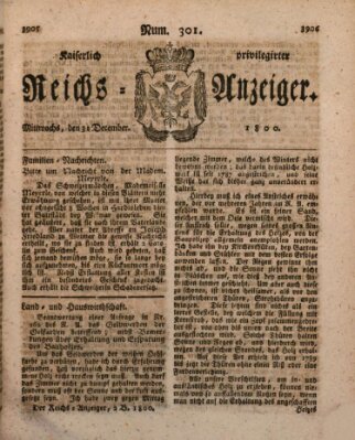 Kaiserlich privilegirter Reichs-Anzeiger (Allgemeiner Anzeiger der Deutschen) Mittwoch 31. Dezember 1800