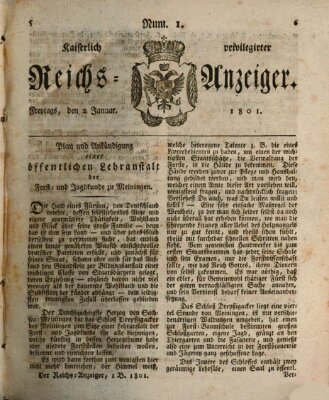 Kaiserlich privilegirter Reichs-Anzeiger (Allgemeiner Anzeiger der Deutschen) Freitag 2. Januar 1801