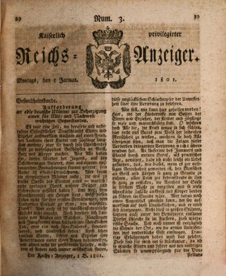 Kaiserlich privilegirter Reichs-Anzeiger (Allgemeiner Anzeiger der Deutschen) Montag 5. Januar 1801