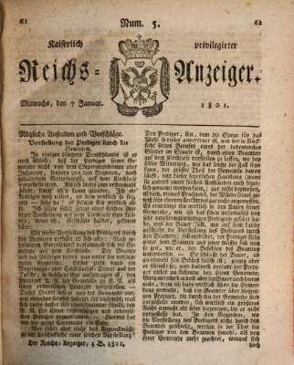 Kaiserlich privilegirter Reichs-Anzeiger (Allgemeiner Anzeiger der Deutschen) Mittwoch 7. Januar 1801