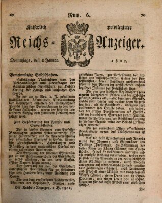 Kaiserlich privilegirter Reichs-Anzeiger (Allgemeiner Anzeiger der Deutschen) Donnerstag 8. Januar 1801