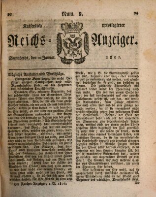 Kaiserlich privilegirter Reichs-Anzeiger (Allgemeiner Anzeiger der Deutschen) Samstag 10. Januar 1801