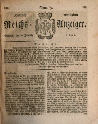 Kaiserlich privilegirter Reichs-Anzeiger (Allgemeiner Anzeiger der Deutschen) Montag 12. Januar 1801