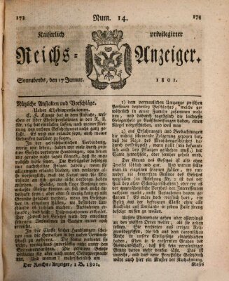 Kaiserlich privilegirter Reichs-Anzeiger (Allgemeiner Anzeiger der Deutschen) Samstag 17. Januar 1801