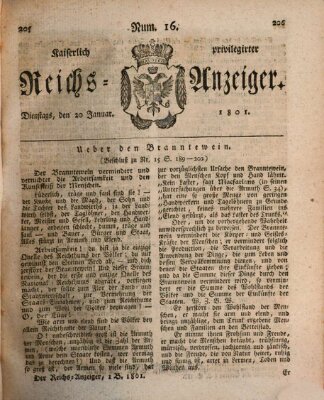 Kaiserlich privilegirter Reichs-Anzeiger (Allgemeiner Anzeiger der Deutschen) Dienstag 20. Januar 1801