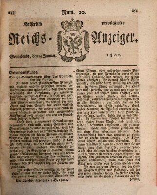 Kaiserlich privilegirter Reichs-Anzeiger (Allgemeiner Anzeiger der Deutschen) Samstag 24. Januar 1801