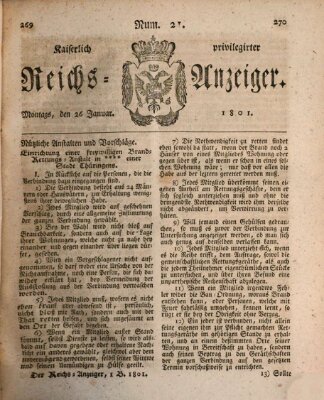 Kaiserlich privilegirter Reichs-Anzeiger (Allgemeiner Anzeiger der Deutschen) Montag 26. Januar 1801